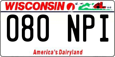 WI license plate 080NPI