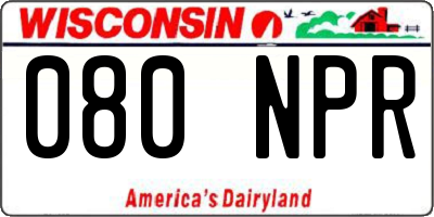 WI license plate 080NPR