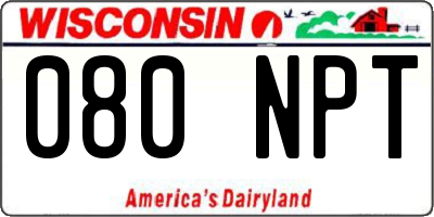 WI license plate 080NPT
