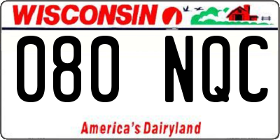 WI license plate 080NQC