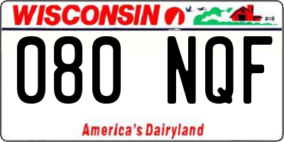 WI license plate 080NQF