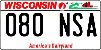 WI license plate 080NSA