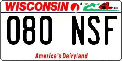 WI license plate 080NSF