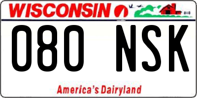 WI license plate 080NSK
