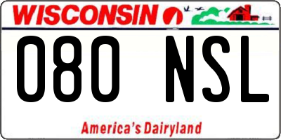 WI license plate 080NSL