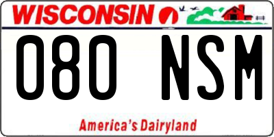 WI license plate 080NSM