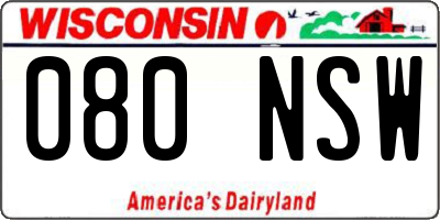 WI license plate 080NSW