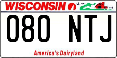 WI license plate 080NTJ