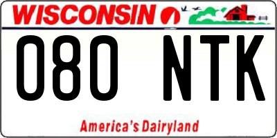 WI license plate 080NTK