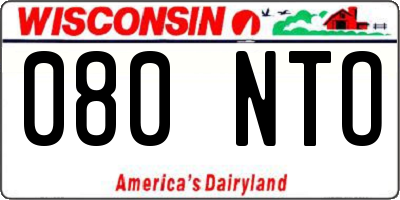 WI license plate 080NTO