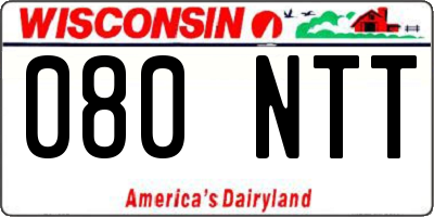 WI license plate 080NTT