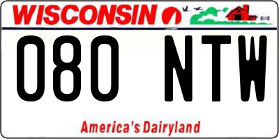 WI license plate 080NTW