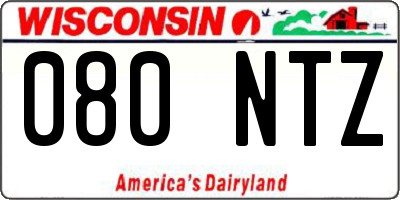 WI license plate 080NTZ