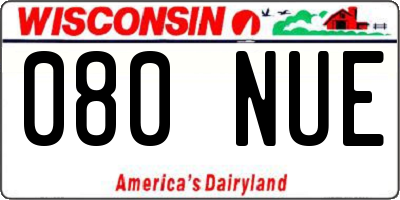 WI license plate 080NUE