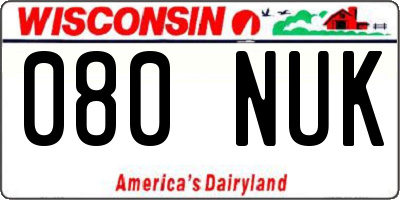 WI license plate 080NUK