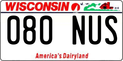 WI license plate 080NUS