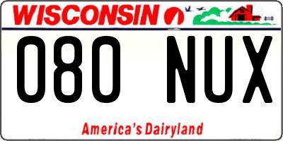 WI license plate 080NUX