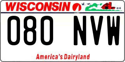 WI license plate 080NVW