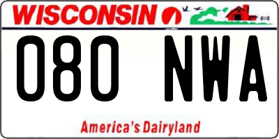 WI license plate 080NWA