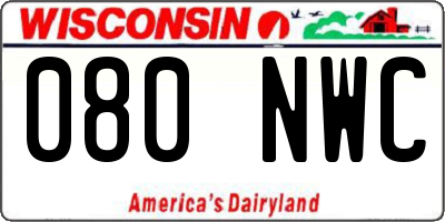 WI license plate 080NWC