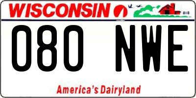 WI license plate 080NWE