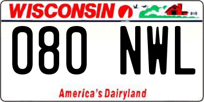 WI license plate 080NWL