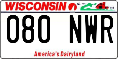 WI license plate 080NWR