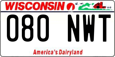WI license plate 080NWT
