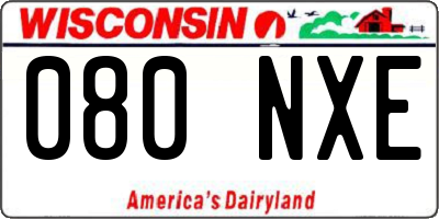 WI license plate 080NXE