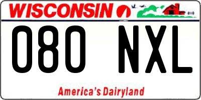 WI license plate 080NXL