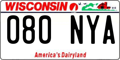 WI license plate 080NYA