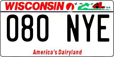 WI license plate 080NYE