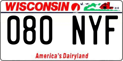 WI license plate 080NYF