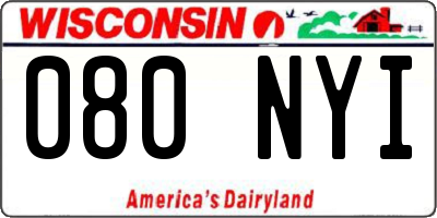 WI license plate 080NYI