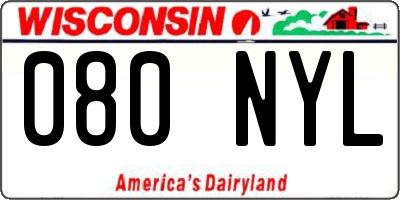 WI license plate 080NYL