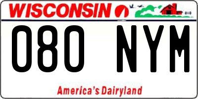 WI license plate 080NYM
