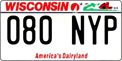 WI license plate 080NYP