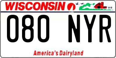 WI license plate 080NYR