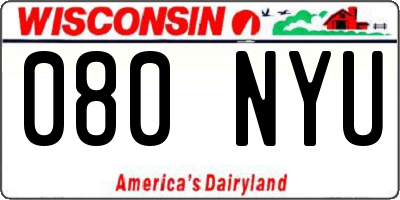WI license plate 080NYU