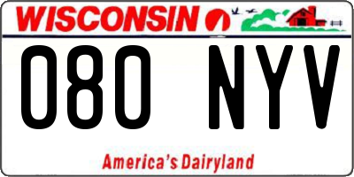 WI license plate 080NYV