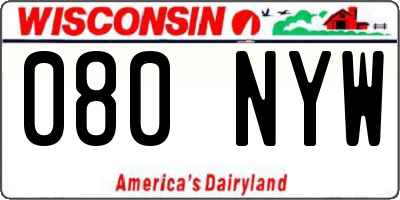 WI license plate 080NYW
