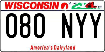 WI license plate 080NYY