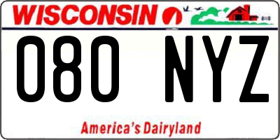 WI license plate 080NYZ