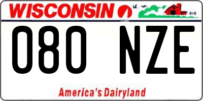 WI license plate 080NZE