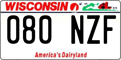 WI license plate 080NZF