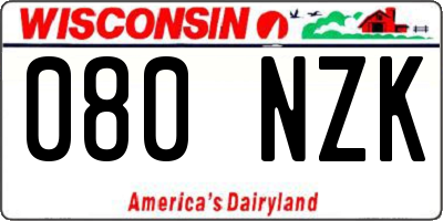 WI license plate 080NZK