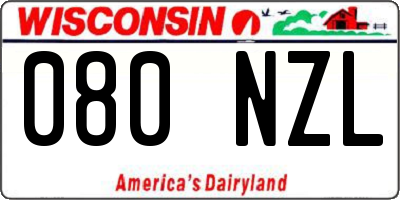 WI license plate 080NZL