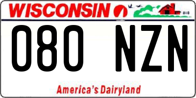 WI license plate 080NZN