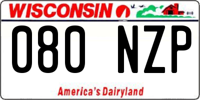 WI license plate 080NZP