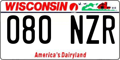 WI license plate 080NZR